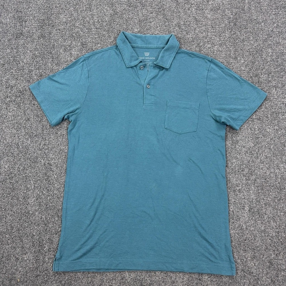 Mack Weldon Polo Shirt Mens M Blue Cotton Modal Polyester Knit Tagless Casual‎
